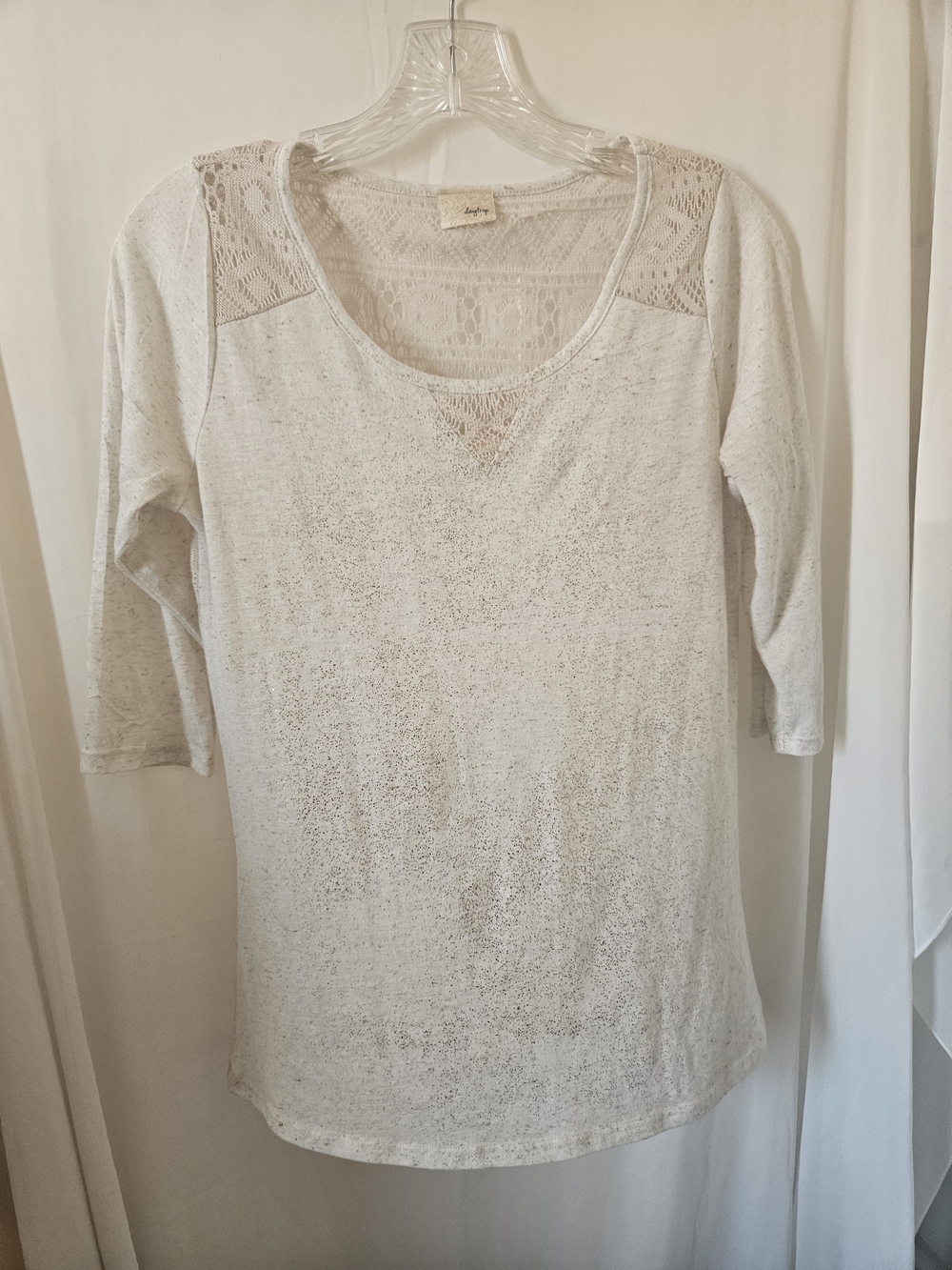 Daytrip Cream Lace-Detail Scoop Neck Top Size M